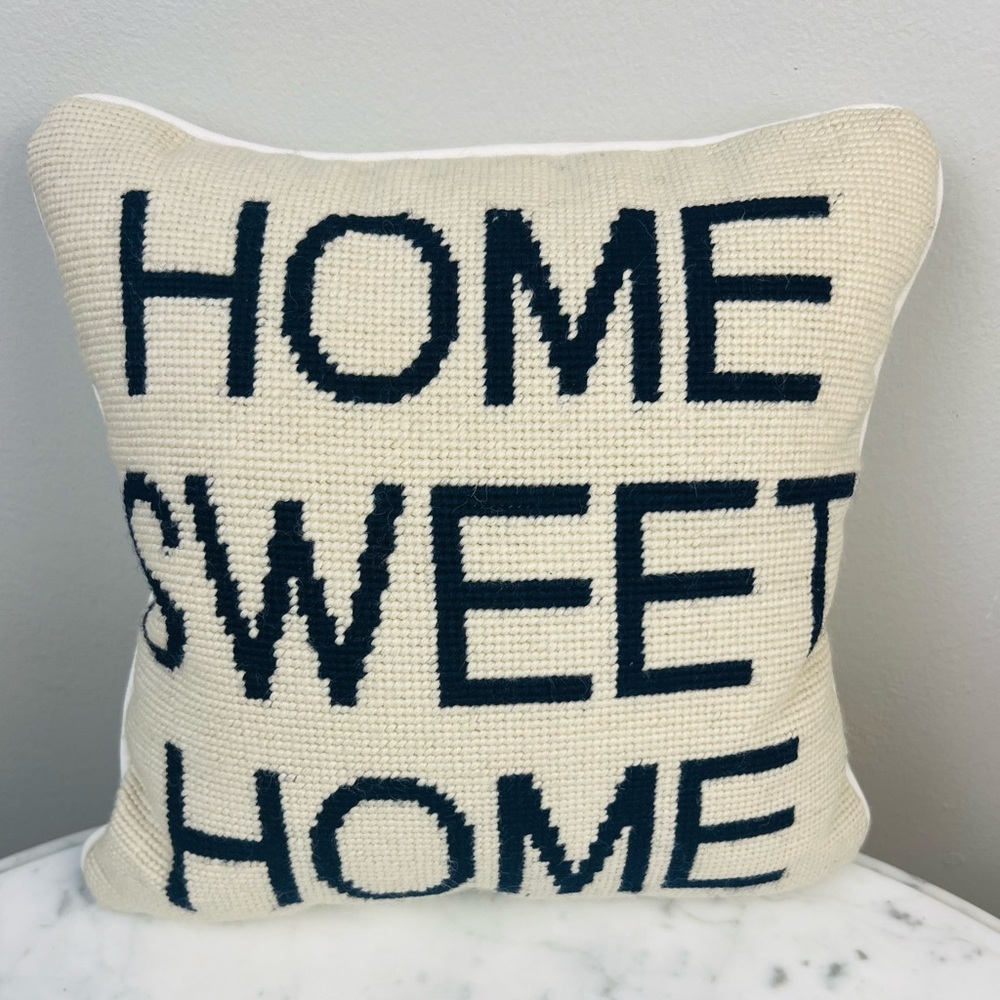 Pottery Barn “Home Sweet Home” Square Decorative Throw Pillow – Cream & Black